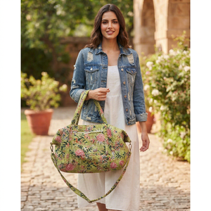 Handmade Manufacturer Quilted Patchwork Duffle Tote Shoulder Blue <b>Bag</b> Cotton Eco Friendly Travel Yoga Shopping <b>Beach</b> Boho - Product Image 1