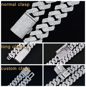سلسلة كوبية من الموسانيت 15 ملم للرجال قلادات وأساور هيب هوب من الفضة عيار 925 - Product Image 4