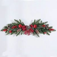 Guirlande de Noël Merry Tree avec feuilles d'érable artificielles et cônes de pin - Matériau PE écologique - Moderne - Pour porte intérieure - 3 couleurs