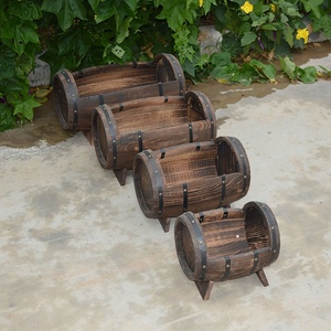 <span class=keywords><strong>Tonneau</strong></span> en <span class=keywords><strong>bois</strong></span> anticorrosion abreuvoirs à fleurs barils de bière en <span class=keywords><strong>bois</strong></span> carbonisé supports de fleurs de balcon pots extérieurs pour fleurs de jardin - Product Image 3