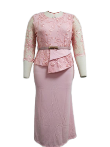 <span class=keywords><strong>Robe</strong></span> maxi en dentelle patchwork grande taille pour femmes africaines, élégante tenue d'automne - Product Image 2