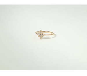 Bague de fiançailles en or massif 14 carats avec diamant étoile et grappe de diamants de laboratoire délicats, bague empilable céleste, cadeau élégant - Product Image 3