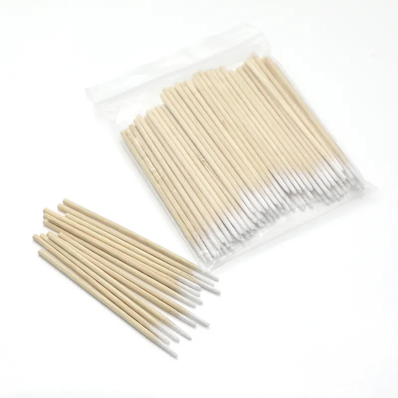 Sharp tip make ear cleaning bamboo lash wand wooden cotton stick swabs buds