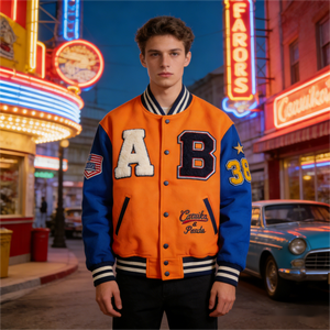 Op maat gemaakte logo borduurwerk wollen mix <span class=keywords><strong>baseball</strong></span> jack plus size heren jack sportief losse varsity jack voor heren varsity jack - Product Image 4