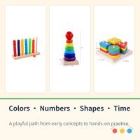 Ensemble de jouets éducatifs en bois 8-en-1 avec xylophone, tableau de comptage, trieur de formes, horloge, labyrinthe de perles et boîte cadeau en kraft