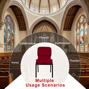 Silla de Iglesia de Metal Tapizada en Tela para Auditorio, Iglesia, Teatro, Sala de Conferencias, Sala de Reuniones, de 20 Pulgadas, de Alta Calidad, con Brazos, para Eventos - Product Image 5