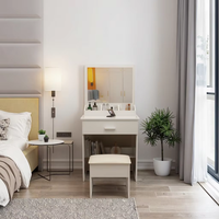 Ensemble de commode de maquillage avec lampe à diode lumineuse et meuble de chambre à coucher avec miroir vanité avec tiroir pour un rangement pratique