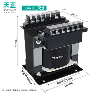 Transformador de Control Monofásico Tengen Bk-300va, 380v a 220v, 110v, 36v, 24v, 12v, 6v, Sumergido en Aceite, Autoenfriable - Product Image 1
