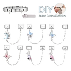 Accessoires en acier inoxydable pour chaîne à double maillon, connectables, DIY, style italien, créatifs, personnalisés, modulaires, motif papillon - Product Image 4