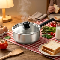 Casserole en acier inoxydable avec couvercle en verre, pot de cuisson multi-usages compatible avec les cuisinières à gaz, électriques et à induction
