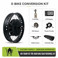 Kit de conversion de vélo électrique 48V 1000W pour pneus larges, avec moteur moyeu roue arrière, écran LCD, accélérateur à pouce et assistance au pédalage (PAS)
