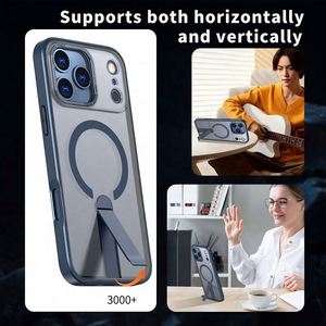Shockproof PC+TPU+Metal <b>Camera</b> Frame+<b>Hidden</b> Zinc Alloy Vertical Kickstand Phone Cover with Built-in Magnet for iPhone 17 Pro Max - Product Image 3