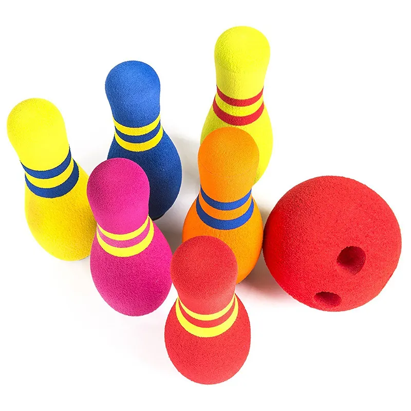 Fabriek Groothandel Nbr Foam Materiaal Zacht 6 Stukken Kids Plastic Bowling Pinnen En Bal Speelgoed Schuim Bowling Set Voor Kids