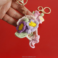 Adorable porte-clés fleur en crochet tricoté à la main, pendentif tulipe en tricot, objets décoratifs
