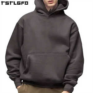 เสื้อฮู้ดผ้าเทอร์รี่100% ผ้าฝ้ายหนาหนาแบบครอปสำหรับผู้ชายเสื้อผ้าโอเวอร์ไซส์เป็นมิตรกับสิ่งแวดล้อม - Product Image 4