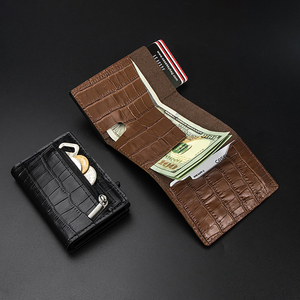 Casekey Luxury Alligator Pattern Genuine Push Button Magnetic RFID Blocking Credit Card Holder Crocodile <b>Trifold</b> Smart <b>Wallet</b> - Product Image 5