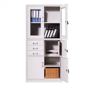 Armoire <span class=keywords><strong>de</strong></span> classement moderne en verre et acier à 3 tiroirs avec coffre-fort intégré, rangement métallique pour dossiers, idéale pour les ateliers (vente en gros) - Product Image 3