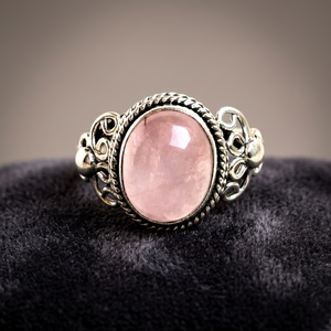 Solid Sterling Silver Beautiful Pink <b>Rose</b> <b>Quartz</b> <b>Ring</b> Gemstone Bezel Setting for Anniversary - Product Image 1
