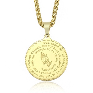 Loftily de Amén hermano regalo 14K oro manos rezando Biblia verso colgante de joyería de collar de cadena - Product Image 1