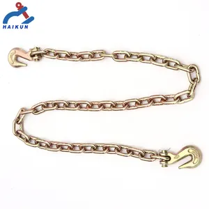 5/16 "3/8" 1/2 "G70 Legierter Stahl Gelb verzinkte Abschlepp kette mit Gabel kopf Haltegriff Binder Chain