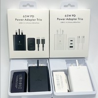 65W PD Power Adapter Trio USB C X 2 Ports USB A Port Universal Charging for Laptop Phone Tablet UK US EU Plug