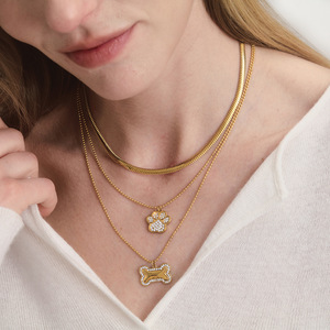 สร้อยคอรูปสัตว์น่ารัก <span class=keywords><strong>ลูก</strong></span>แมว <span class=keywords><strong>ลูก</strong></span>สุนัข วัสดุสแตนเลสชุบทอง 18K ประดับคริสตัลรูปกระดูกอุ้งเท้า  แฟชั่นสำหรับคนรักสัตว์เลี้ยง - Product Image 3