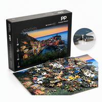 Puzzle personnalisé Villages Costiers des Cinque Terre 1000 pièces 700x500mm Planche grise Impression HD Découpe de précision Finition mate Boîte cadeau OEM
