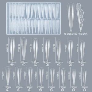 ZHI JIA 150 pièces Formes doubles pour <span class=keywords><strong>ongles</strong></span> en plastique, motif papillon, lignes de graduation internes, réutilisables, pour extension de gel, capsules d'<span class=keywords><strong>ongles</strong></span> artificiels pour nail art - Product Image 1