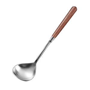Cucharón de sopa de espátula de acero inoxidable vintage con <span class=keywords><strong>mango</strong></span> de madera de imitación de plástico, utensilio para cocinar y servir - Product Image 5