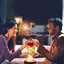 Romántico regalo del Día de San Valentín hecho a mano personalizado conservado Rosa Luz LED cúpula de cristal transparente campana tarro Base ambiente elegante - Product Image 4