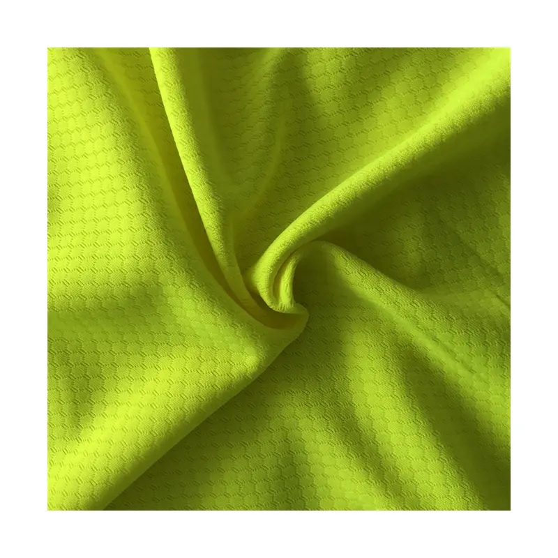 Ücretsiz örnek yumuşak % 100% Polyester örgü kumaş futbol Jersey kumaş floresan sarı