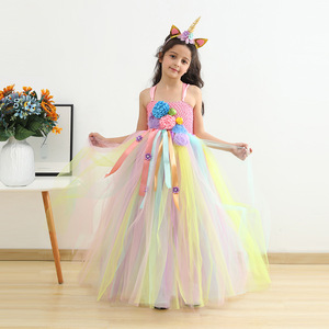 Abbigliamento per Bambini Nuova <span class=keywords><strong>Gonna</strong></span> in <span class=keywords><strong>Tulle</strong></span> con Fiori Arcobaleno per Bambine Vestito Lungo Principessa in <span class=keywords><strong>Tulle</strong></span> a Rete per Bambini - Product Image 3