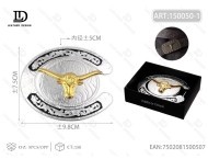 Boucle de ceinture vintage en alliage plaqué argent et or en forme de fer à cheval 5,0 cm - Product Image 1