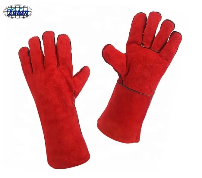 12"14" 16" Cow Split welding leather gloves red