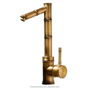 single handle lever copper tall antique bronze bamboo wash bathroom brass basin faucet mixer tap