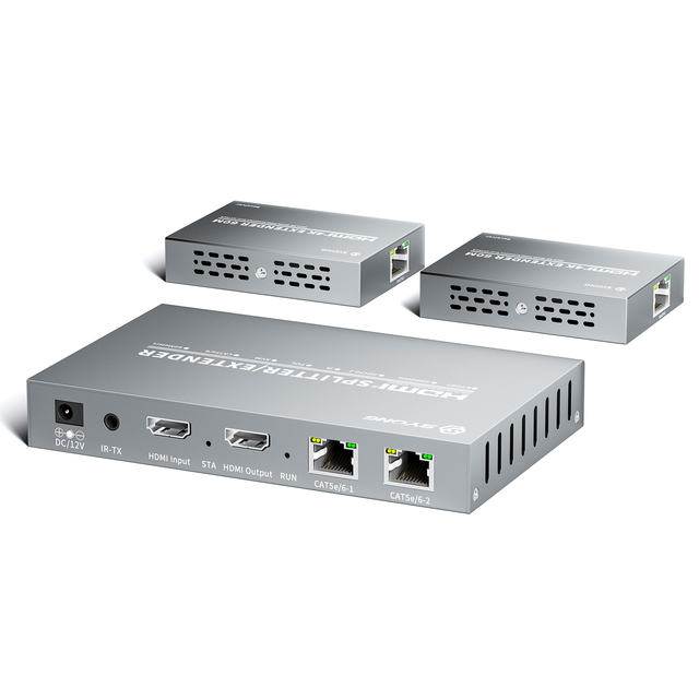 SYONG HDMI Splitter Extender Over CAT5e CAT6 60M RJ45 HDMI 1.3 HDCP 1.2 1080P POC IR EDID Loop Out DC 12V for HDTV AV Receiver