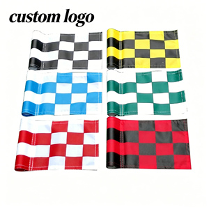 Bandera de Golf Impermeable a Cuadros de Tamaño Completo con Logotipo Personalizado, Venta Directa de Fábrica, para Marcar Hoyos de Golf en el Green - Product Image 1