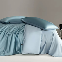 Soldes d'été : Ensemble de literie de luxe en 100 % Lyocell couleur unie, doux pour la peau, avec housse de couette et draps 300 fils/cm²