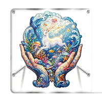 Puzzle en bois personnalisé avec photo, cadre flottant en acrylique, vente en gros