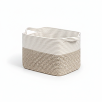 Panier de rangement personnalisé moderne très vendu en corde de coton tressée 22x17x12 avec poignées, pour couvertures, jouets et linge