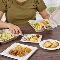 Contenants alimentaires jetables biodégradables et compostables à 100 %, écologiques, à prix avantageux, type clamshell, pour emporter