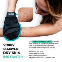 Gant de gommage corporel exfoliant profond en viscose longue OEM, éliminateur de peaux mortes et de bronzage par pulvérisation