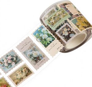Roll Vintage Postage Stamp <b>Stickers</b> Roll - Botanical Fairy Designs for <b>Scrapbook</b>, Journal, Junk Journal, DIY Crafts, and Collage - Product Image 1