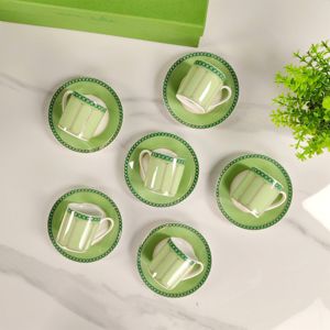 Juego de Tazas y Platos de Espresso de Porcelana Verde, Estilo Moderno y Minimalista, Ecológico, Ideal para Regalo en Hogares y Hoteles - Product Image 6