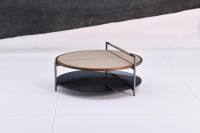 Unidad de mesa de centro de sala de estar de acero inoxidable de cuero de silla de montar de lujo minimalista moderno