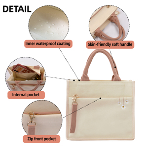 Borsa Tote in Tela Ricamata Personalizzata Resistente all'Acqua per Donne, con Chiusura a Cerniera, per Tutte le Stagioni, Regalo per Amiche e Spose - Product Image 4