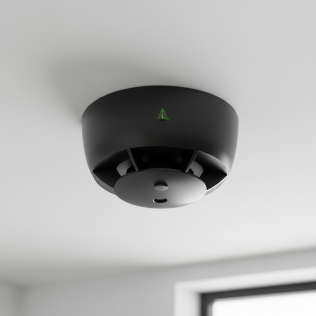 New Style CE EN14604 Mini Smoke Detector Wireless Interconnected 433 10 Year Battery Operated Mini Interlinked Black Smoke Alarm