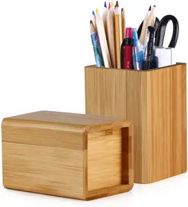 Bamboo And Wood Desk Writing Desk Pen Holder Storage Frame Fashion Rectangular