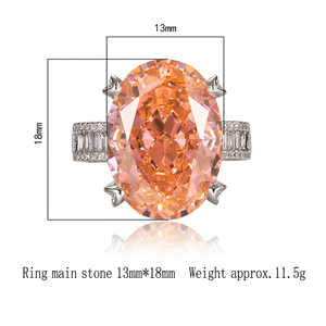 Anillos Ecológicos de Cobre con Piedras Preciosas, Plata 925/Chapado en Oro de 18K, Circonita Cúbica Rosa Ovalada con Engaste de Garras, Regalo Romántico Toderi - Product Image 6
