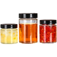 Bocaux en verre hermétiques à parois droites avec couvercles métalliques pour cornichons, confiture, beurre et miel